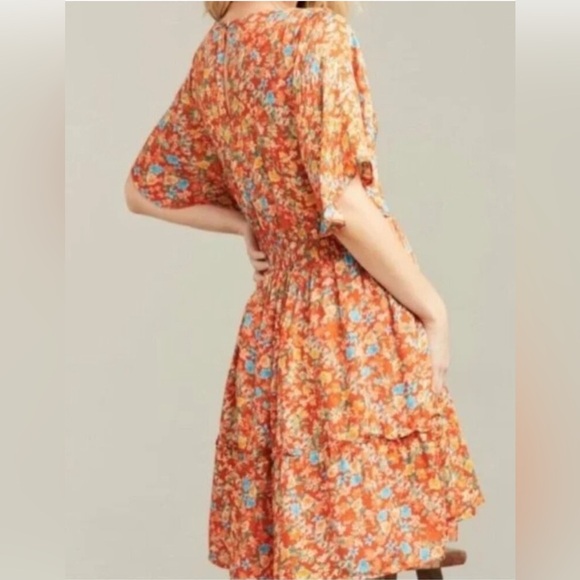 Roller Rabbit Vado Cecilia Dress Fit and Flare Orange Floral Small - Picture 13 of 13